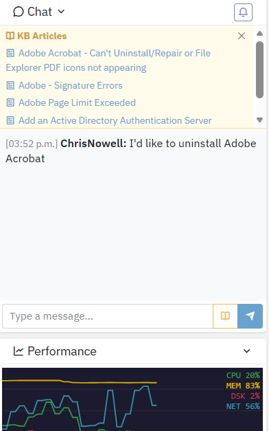 Knowledge base-enriched chat during remote desktop sessions